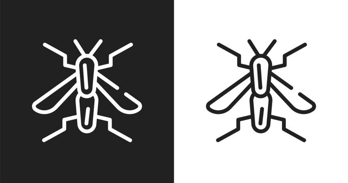 Wasp icon. Linear black, white icon from nature collection. Outline wasp vector. Thin line symbol isolated on white and black background