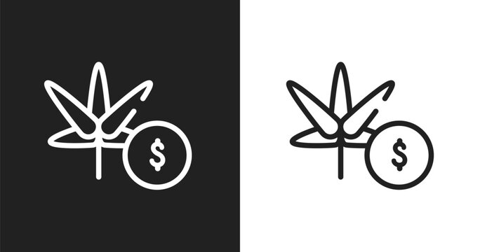 Marijuana icon. Linear black, white icon from investing collection. Outline marijuana vector. Thin line symbol isolated on white and black background