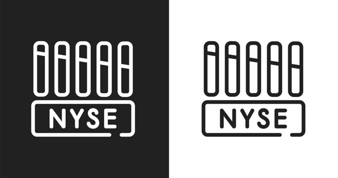 Nyse icon. Linear black, white icon from investing collection. Outline nyse vector. Thin line symbol isolated on white and black background