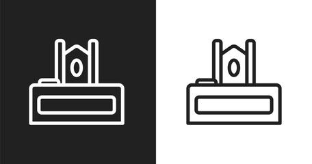 Obraz premium Judge chair icon. Linear black, white icon from law & justice collection. Outline judge chair vector. Thin line symbol isolated on white and black background