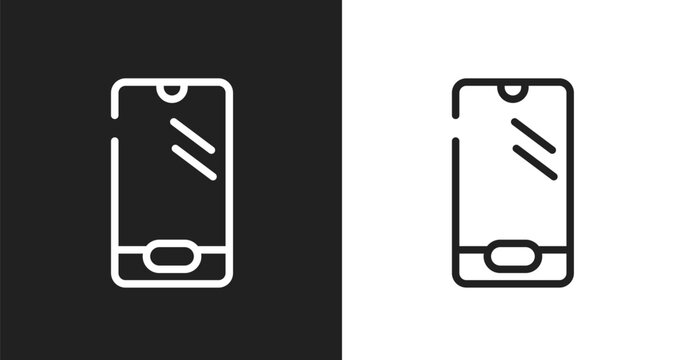 Phone variant shape icon. Linear black, white icon from phoneset collection. Outline phone variant shape vector. Thin line symbol isolated on white and black background