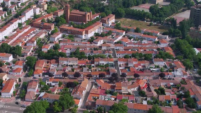 Aerial panorama view of the old town and city  Valladolid in Spain on a sunny noon summer day