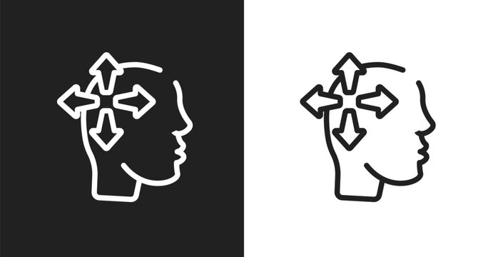 Introvert icon. Linear black, white icon from introvert collection. Outline introvert vector. Thin line symbol isolated on white and black background