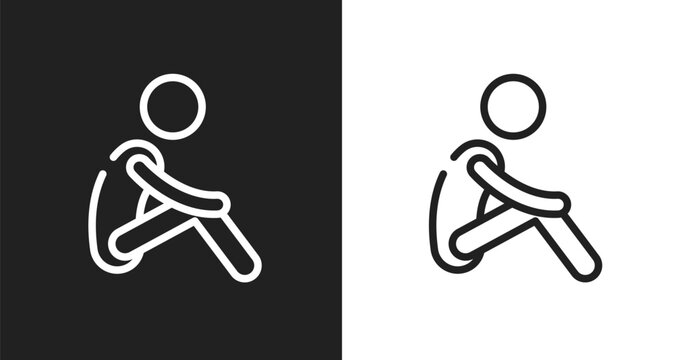 Lonely icon. Linear black, white icon from introvert collection. Outline lonely vector. Thin line symbol isolated on white and black background