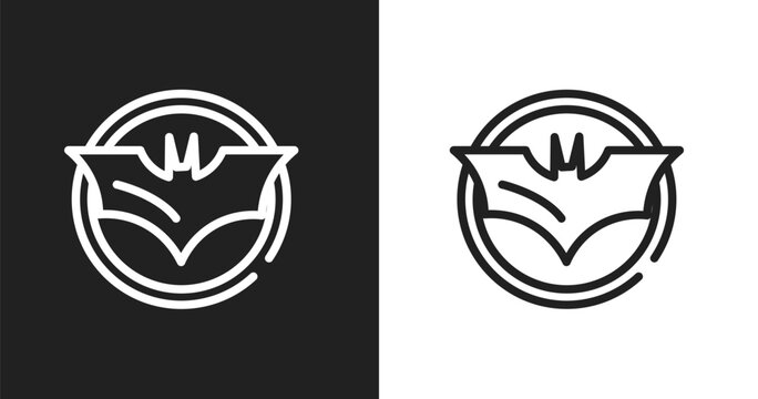 Batman icon. Linear black, white icon from notification collection. Outline batman vector. Thin line symbol isolated on white and black background