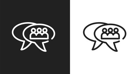 Fototapeta premium Group chat icon. Linear black, white icon from mobile and telephone collection. Outline group chat vector. Thin line symbol isolated on white and black background