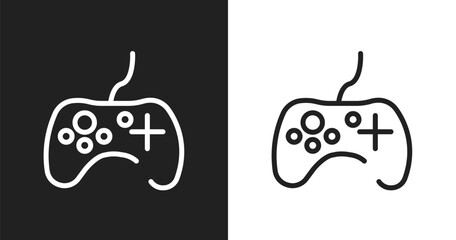 Game controller icon. Linear black, white icon from smartphone collection. Outline game controller vector. Thin line symbol isolated on white and black background © VectorStockDesign