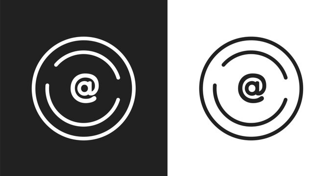 Arroba icon. Linear black, white icon from mail collection. Outline arroba vector. Thin line symbol isolated on white and black background