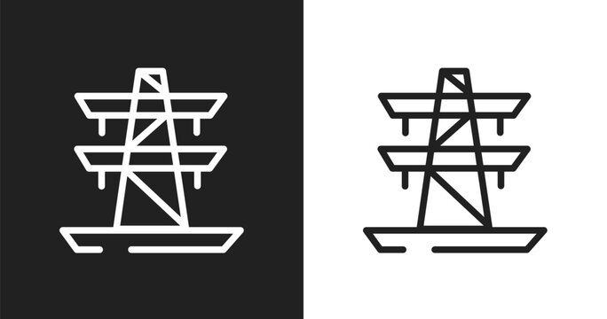 Tower transmissions icon. Linear black, white icon from phone icons collection. Outline tower transmissions vector. Thin line symbol isolated on white and black background