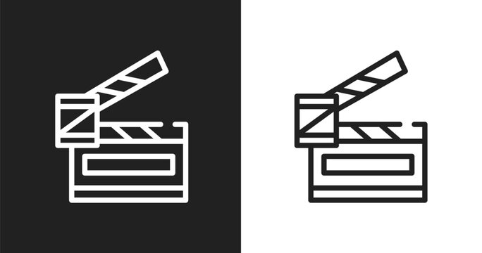 Slapstick open icon. Linear black, white icon from cinema collection. Outline slapstick open vector. Thin line symbol isolated on white and black background