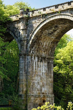 View of the arched of the aqueduct and the river Nidd at Knaresborough