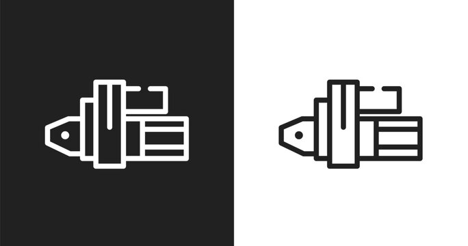 Car starter icon. Linear black, white icon from car parts collection. Outline car starter vector. Thin line symbol isolated on white and black background