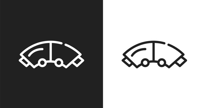 Car brake pad icon. Linear black, white icon from car parts collection. Outline car brake pad vector. Thin line symbol isolated on white and black background