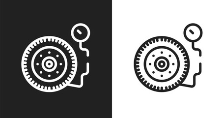 Inflate tire icon. Linear black, white icon from general collection. Outline inflate tire vector. Thin line symbol isolated on white and black background © VectorStockDesign