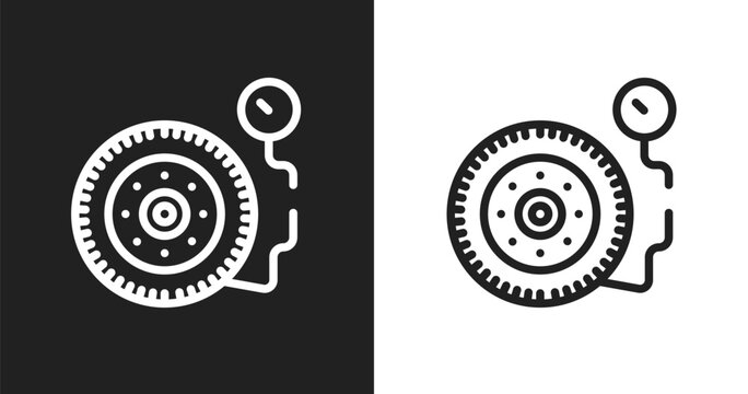 Inflate tire icon. Linear black, white icon from general collection. Outline inflate tire vector. Thin line symbol isolated on white and black background