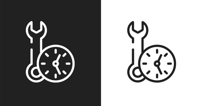 Build time icon. Linear black, white icon from general collection. Outline build time vector. Thin line symbol isolated on white and black background
