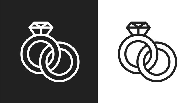 Interlocking rings icon. Linear black, white icon from general collection. Outline interlocking rings vector. Thin line symbol isolated on white and black background