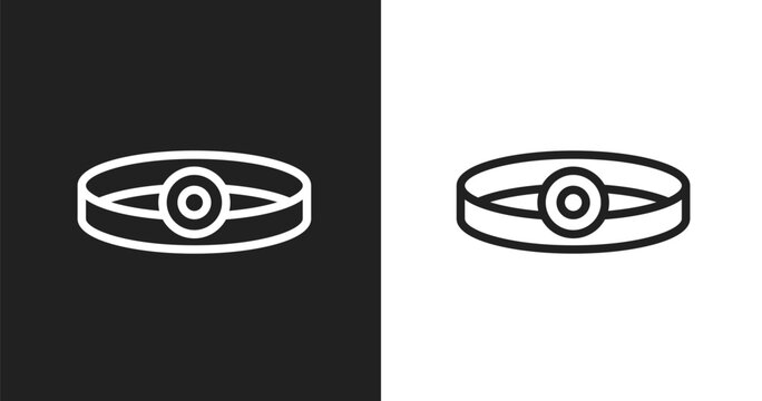 Head mirror icon. Linear black, white icon from general collection. Outline head mirror vector. Thin line symbol isolated on white and black background