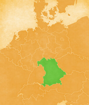 Ocher map of Germany - Bavaria