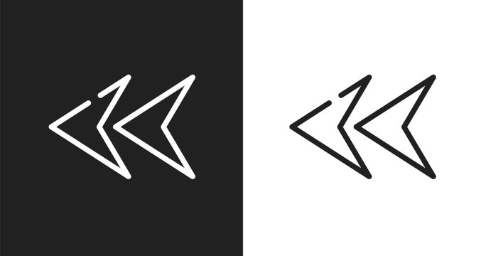 Left arrow head icon. Linear black, white icon from business pack collection. Outline left arrow head vector. Thin line symbol isolated on white and black background