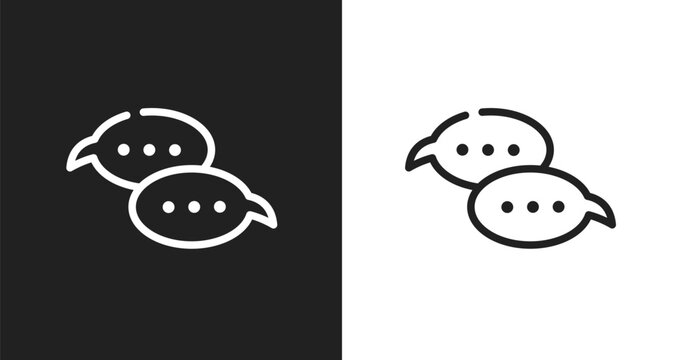 Speech bubbles icon. Linear black, white icon from seo and online marketing collection. Outline speech bubbles vector. Thin line symbol isolated on white and black background