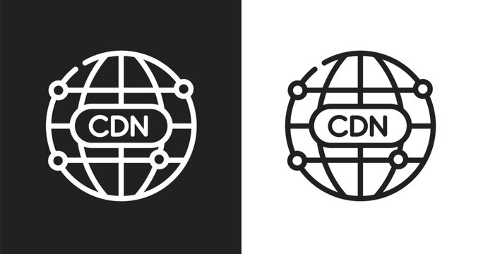Cdn icon. Linear black, white icon from seo and marketing collection. Outline cdn vector. Thin line symbol isolated on white and black background