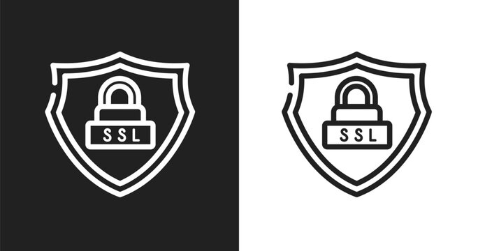 Ssl icon. Linear black, white icon from seo and marketing collection. Outline ssl vector. Thin line symbol isolated on white and black background