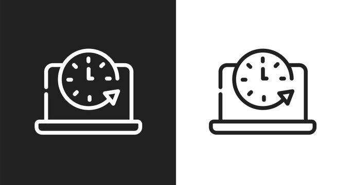 Circular clock icon. Linear black, white icon from digital marketing collection. Outline circular clock vector. Thin line symbol isolated on white and black background