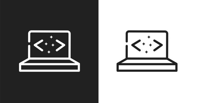Clean code icon. Linear black, white icon from marketing & seo collection. Outline clean code vector. Thin line symbol isolated on white and black background