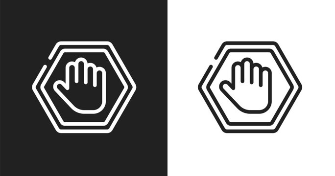 Ad blocker icon. Linear black, white icon from marketing & seo collection. Outline ad blocker vector. Thin line symbol isolated on white and black background
