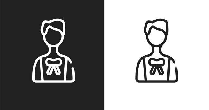 Advocate icon. Linear black, white icon from law and justice collection. Outline advocate vector. Thin line symbol isolated on white and black background