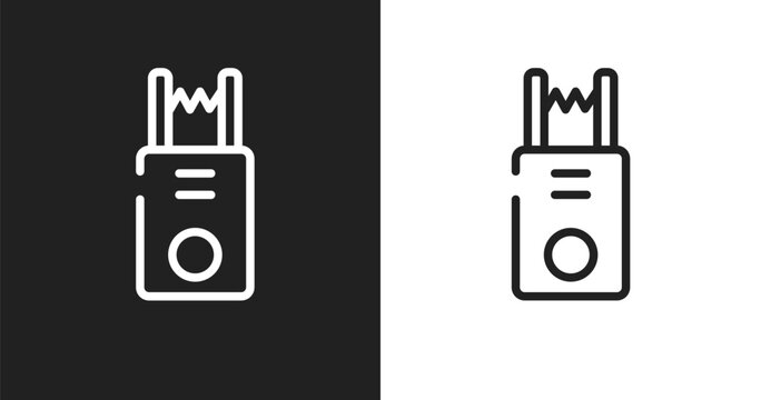 Electroshock weapon icon. Linear black, white icon from law and justice collection. Outline electroshock weapon vector. Thin line symbol isolated on white and black background