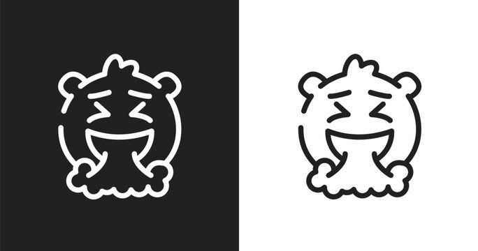 Vomit emoji icon. Linear black, white icon from emoji collection. Outline vomit emoji vector. Thin line symbol isolated on white and black background