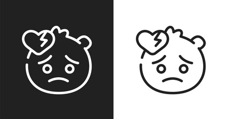 Fototapeta premium Broken heart emoji icon. Linear black, white icon from emoji collection. Outline broken heart emoji vector. Thin line symbol isolated on white and black background