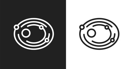 Solar system icon. Linear black, white icon from knowledge collection. Outline solar system vector. Thin line symbol isolated on white and black background © VectorStockDesign