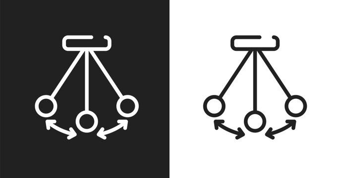 Pendulum icon. Linear black, white icon from physics chemistry collection. Outline pendulum vector. Thin line symbol isolated on white and black background