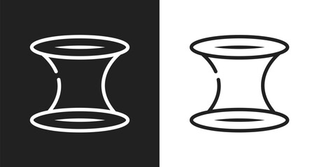Wormhole icon. Linear black, white icon from school & science collection. Outline wormhole vector. Thin line symbol isolated on white and black background © VectorStockDesign