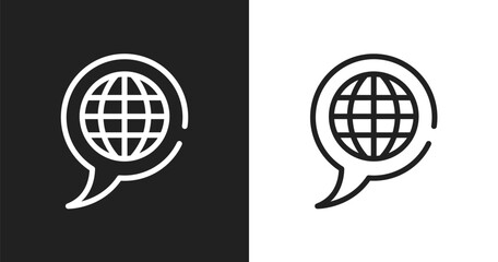 Languages icon. Linear black, white icon from university collection. Outline languages vector. Thin line symbol isolated on white and black background © VectorStockDesign