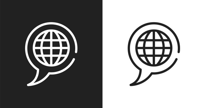 Languages icon. Linear black, white icon from university collection. Outline languages vector. Thin line symbol isolated on white and black background