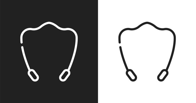 Jump rope icon. Linear black, white icon from kindergarten collection. Outline jump rope vector. Thin line symbol isolated on white and black background