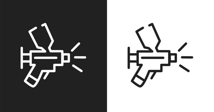 Paint airbrush icon. Linear black, white icon from tools and machinery collection. Outline paint airbrush vector. Thin line symbol isolated on white and black background