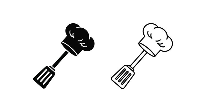 Chef hat fork & spoon kitchen utensils Vector