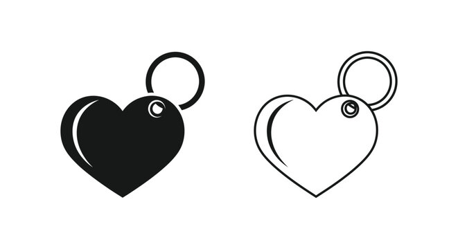 Heart shaped keychains black and white Vector