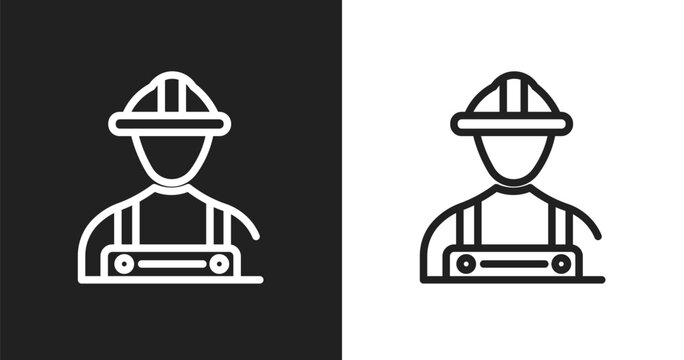 Constructor hand drawn worker icon. Linear black, white icon from hand drawn construction collection. Outline constructor hand drawn worker icon vector. Thin line symbol for use on web and mobile