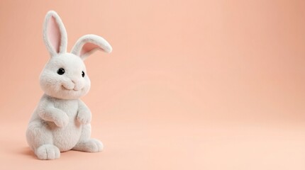 Obraz premium Adorable easter bunny figurine on pastel background for easter decor