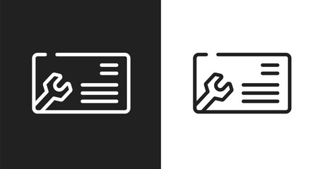 Obraz premium Business cards icon. Linear black, white icon from plumber collection. Outline business cards vector. Thin line symbol isolated on white and black background