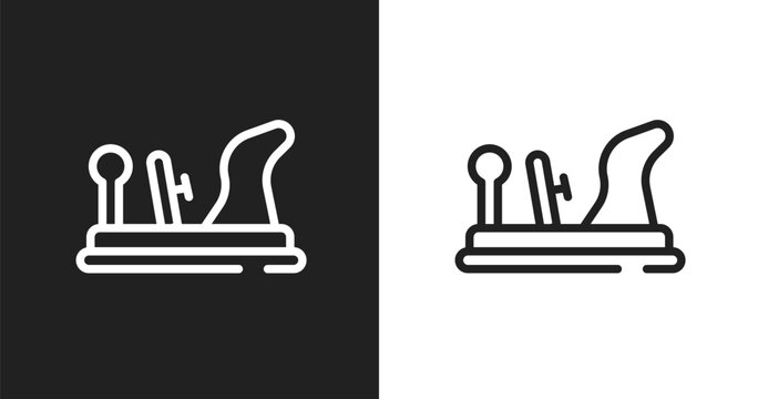 Wood plane icon. Linear black, white icon from diy collection. Outline wood plane vector. Thin line symbol isolated on white and black background