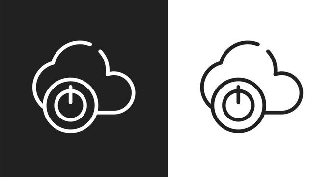 Descendant icon. Linear black, white icon from cloud computing collection collection. Outline descendant vector. Thin line symbol isolated on white and black background
