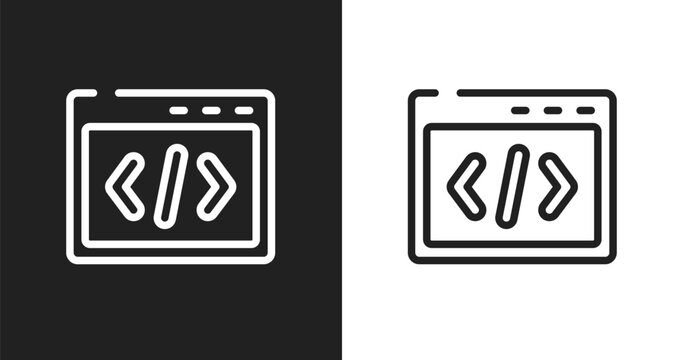 Css code icon. Linear black, white icon from programming line craft collection. Outline css code vector. Thin line symbol isolated on white and black background
