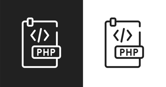 Php document icon. Linear black, white icon from programming line craft collection. Outline php document vector. Thin line symbol isolated on white and black background